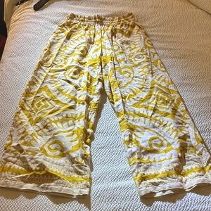 Haute Hippie Mustard and Cream Patterned Pants